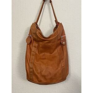 VINTAGE MARZIA Made in Italy Hobo Orange Italian Leather Satchel Shoulder BAG